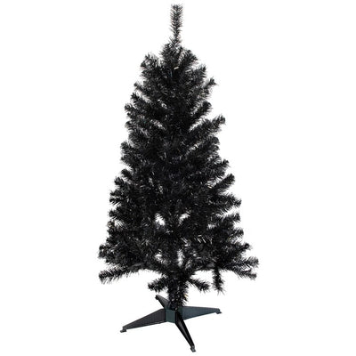 Product Image: 4' Unlit Holographic Black Slim Artificial Tinsel Halloween Tree