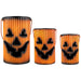 Three-Piece Black and Orange Metal Pumpkin Lantern Set Halloween Decoration