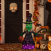 39" LED Lighted Witch with Broom Outdoor Halloween Decoration