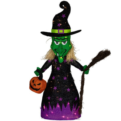 Product Image: 39" LED Lighted Witch with Broom Outdoor Halloween Decoration