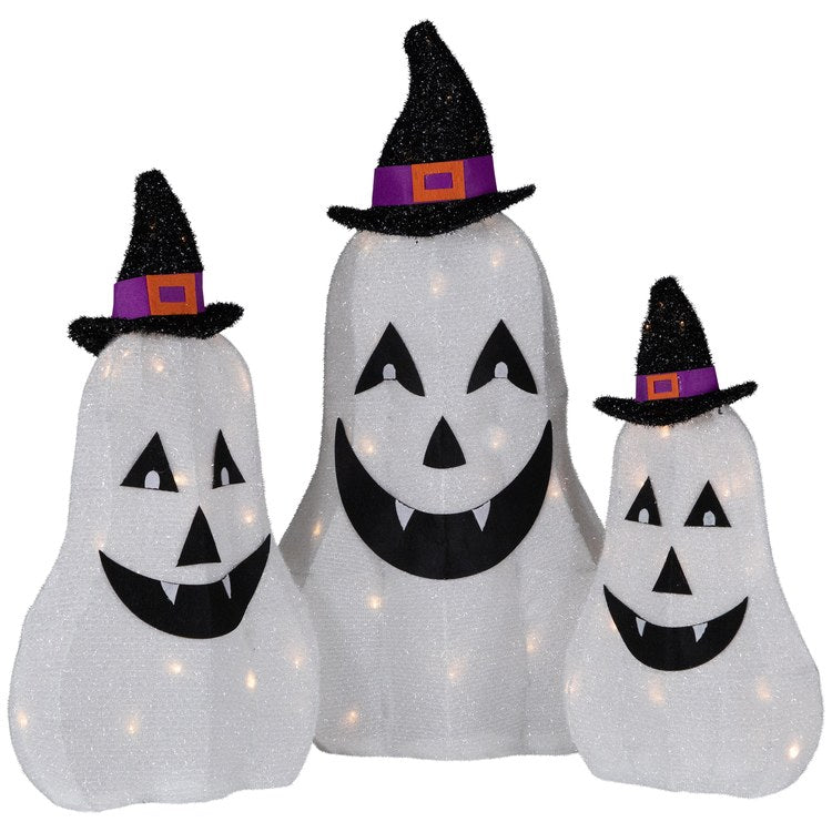 23.5" LED Jack-O'-Lantern Ghosts Outdoor Halloween Decorations Set of 3