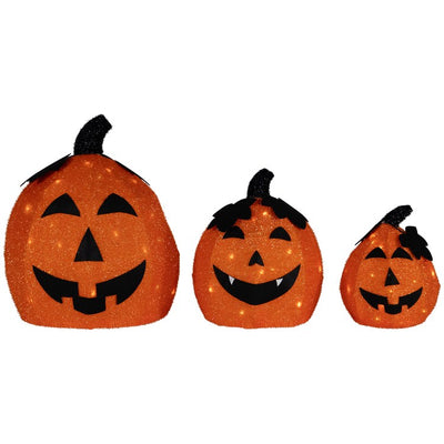 Product Image: LED Lighted Jack-O'-Lantern Outdoor Halloween Decorations with Warm White Lights Set of 3