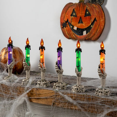 Product Image: 8.5" LED Lighted Skeleton Candle Halloween Decorations Set of 6