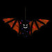 25" Black and Orange Lighted Bat Halloween Decoration with Purple LED Lights