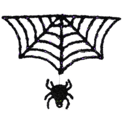 Product Image: 36" Black Lighted Spider and Web Halloween Decoration with Purple LED Lights