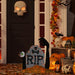 31.5" Lighted Black and Gray Tombstone Halloween Decoration with Orange LED Lights