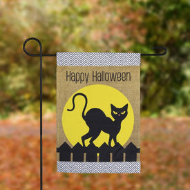 18" x 12.5" Black Cat "Happy Halloween" Outdoor Garden Flag