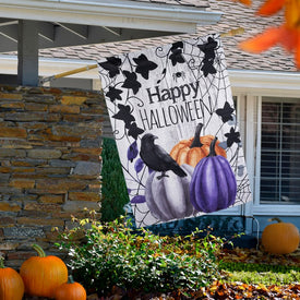 40" x 28" Pumpkins and Crow "Happy Halloween" Outdoor House Flag