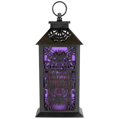 Product Image: 11" LED Lighted Bats "Happy Halloween" Candle Lantern - Black