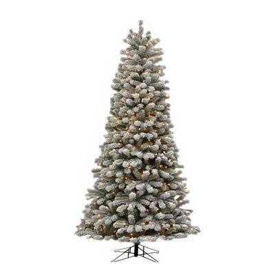 Product Image: 7.5' Pre-Lit Oregon Flocked Slim Artificial Christmas Tree with 400 Clear Staylit Lights