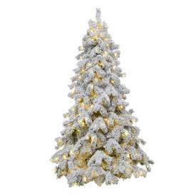 7.5' Pre-Lit Wonderland Flocked Artificial Christmas Tree with 700 Clear Staylit Lights
