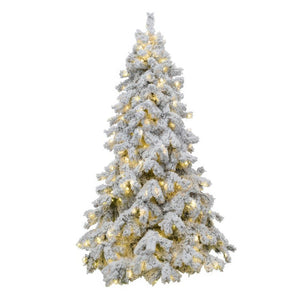 7.5' Pre-Lit Wonderland Flocked Artificial Christmas Tree with 700 Clear Staylit Lights