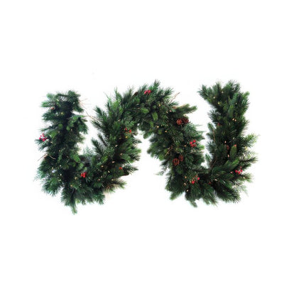Product Image: 9' Pre-Lit Brandon Spruce Christmas Garland with 100 Clear Staylit Lights