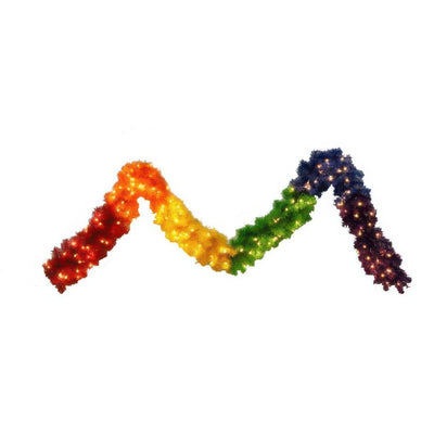 Product Image: 9' Pre-Lit Rainbow Garland Christmas Garland with 100 Clear Staylit Lights