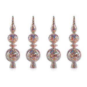 Pentagon Multi-Color Sequin Glass Tree Toppers Set of 4