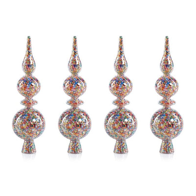 Product Image: Pentagon Multi-Color Sequin Glass Tree Toppers Set of 4