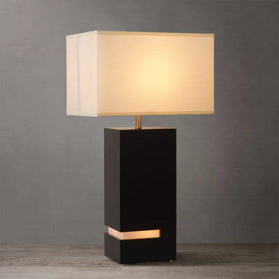 Product Image: Table Lamp Zen Michael Song 1 Lamp Dark Brown/Satin Nickel White Linen Wood