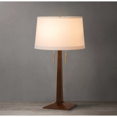 Product Image: Table Lamp Taper Jeffrey Botwin 2 Lamp Dark Walnut/Weathered Brass White Linen Wood