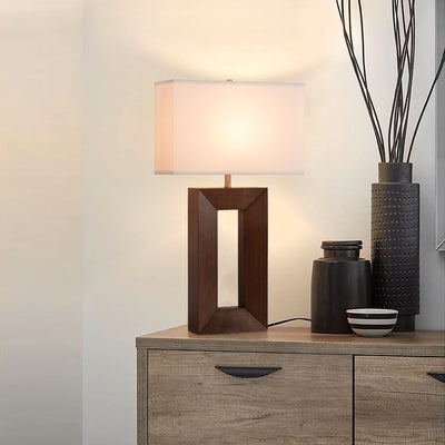 Product Image: Table Lamp Julie Susan Frank 1 Lamp Ebony/Weathered Brass White Linen Rectangular Steel/Wood