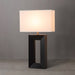 Table Lamp Julie Susan Frank 1 Lamp Dark Walnut/Weathered Brass White Linen Rectangular Steel/Wood