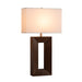 Table Lamp Julie Susan Frank 1 Lamp Dark Walnut/Weathered Brass White Linen Rectangular Steel/Wood