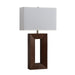 Table Lamp Julie Susan Frank 1 Lamp Dark Walnut/Weathered Brass White Linen Rectangular Steel/Wood