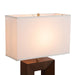 Table Lamp Julie Susan Frank 1 Lamp Dark Walnut/Weathered Brass White Linen Rectangular Steel/Wood