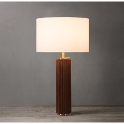 Product Image: Table Lamp TAMBO Peter Morelli 1 Lamp Dark Walnut/Weathered Brass White Linen Steel/Wood