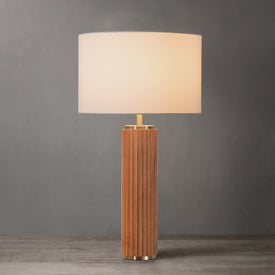 Table Lamp TAMBO Peter Morelli 1 Lamp Light Ash/Weathered Brass White Linen Steel/Wood