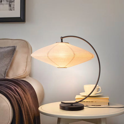 Product Image: Table Lamp Roswell Herve Saintonge 1 Lamp Matte Black White Linen Orb Steel