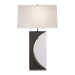 Table Lamp Mervyn Weitz Half Moon with Nightlight 1 Lamp Charcoal Gray/Brushed Nickel White Linen Rectangular Wood