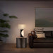 Table Lamp Mervyn Weitz Half Moon with Nightlight 1 Lamp Charcoal Gray/Brushed Nickel White Linen Rectangular Wood
