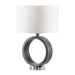 Table Lamp Tracey Jim Mcdonald 1 Lamp Brushed Nickel/Charcoal Gray White Linen Steel/Wood