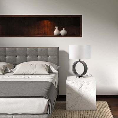 Product Image: Table Lamp Tracey Jim Mcdonald 1 Lamp Brushed Nickel/Charcoal Gray White Linen Steel/Wood