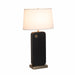 Table Lamp Laurel 1 Lamp Ebony/Weathered Brass White Cotton Linen Steel/Wood