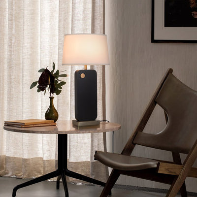 Product Image: Table Lamp Laurel 1 Lamp Ebony/Weathered Brass White Cotton Linen Steel/Wood