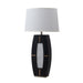 Table Lamp Mervyn Weitz with Nightlight 1 Lamp Weathered Brass/Ebony White Cotton Linen Steel/Wood