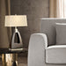 Table Lamp Trina Jim Mcdonald 1 Lamp Pecan/Brushed Nickel White Linen Wood/Steel
