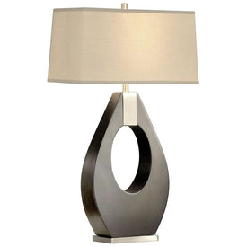 Table Lamp Pearson Jim Mcdonald 1 Lamp Pecan/Brushed Nickel Linen Wood