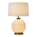 Table Lamp Bone Porcelain Herve Saintonge with Nightlight 1 Lamp Weathered Brass/Bone White Linen Wood