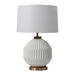 Table Lamp Bone Porcelain Herve Saintonge with Nightlight 1 Lamp Weathered Brass/Bone White Linen Wood