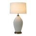 Table Lamp Bone Porcelain Herve Saintonge with Nightlight 1 Lamp Weathered Brass/Bone White Linen Steel/Wood