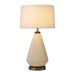 Table Lamp Bone Porcelain Herve Saintonge with Nightlight 1 Lamp Bone/Weathered Brass White Linen Steel/Wood