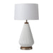 Table Lamp Bone Porcelain Herve Saintonge with Nightlight 1 Lamp Bone/Weathered Brass White Linen Steel/Wood