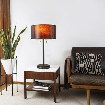 Product Image: Table Lamp Mica Alex Brokamp 2 Lamp Amber/Charcoal Gray Linen Steel