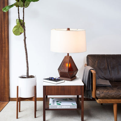 Product Image: Table Lamp Mica Alex Brokamp 1 Lamp Amber White Linen Steel