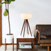 Table Lamp Quattro Herve Saintonge 1 Lamp Dark Walnut/Weathered Brass White Linen Wood