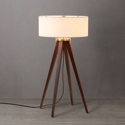 Product Image: Table Lamp Quattro Herve Saintonge 1 Lamp Dark Walnut/Weathered Brass White Linen Wood