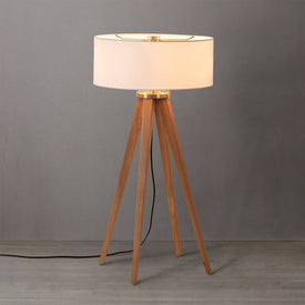 Table Lamp Quattro Herve Saintonge 1 Lamp Natural Ash/Weathered Brass White Linen Wood