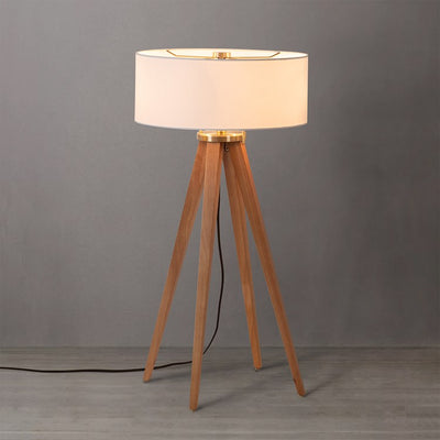 Product Image: Table Lamp Quattro Herve Saintonge 1 Lamp Natural Ash/Weathered Brass White Linen Wood